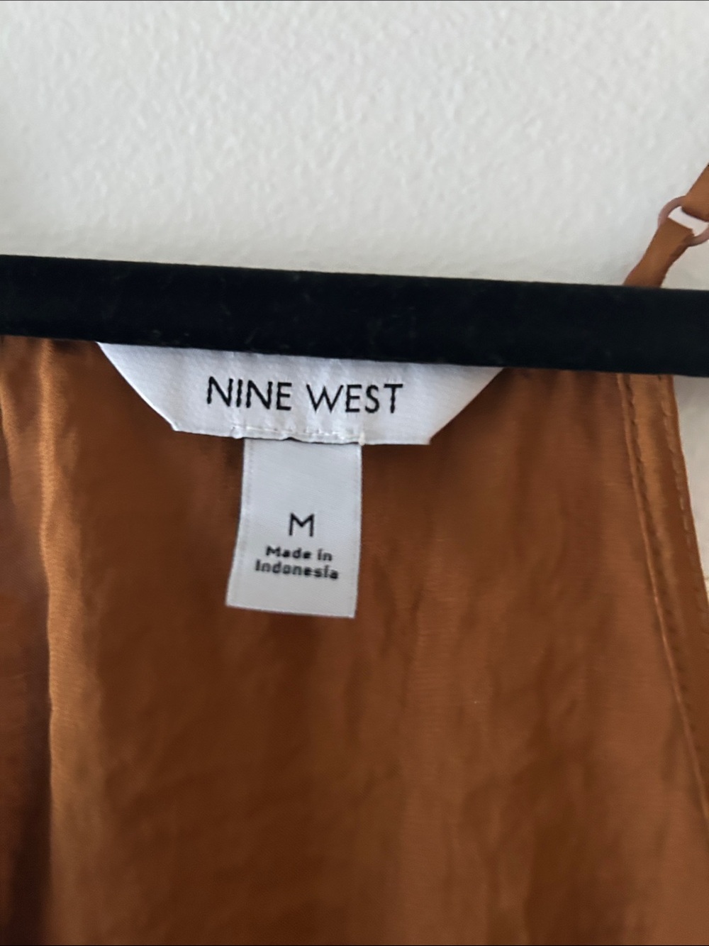 Nine West Rust-Brown Lace Trim Satin Cami - Picture 3 of 4